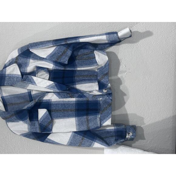 Blue and White Plaid Cropped Jacket - Picture 7 of 13
